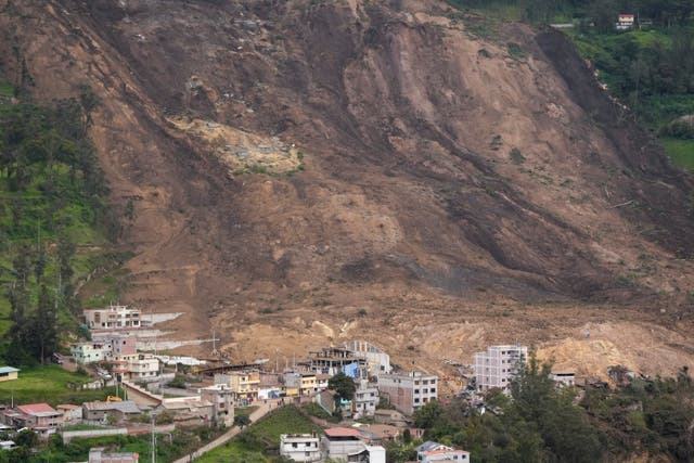 The aftermath of deadly landslide that buried dozens of homes in Alausi, Ecuador (Dolores Ochoa/AP)