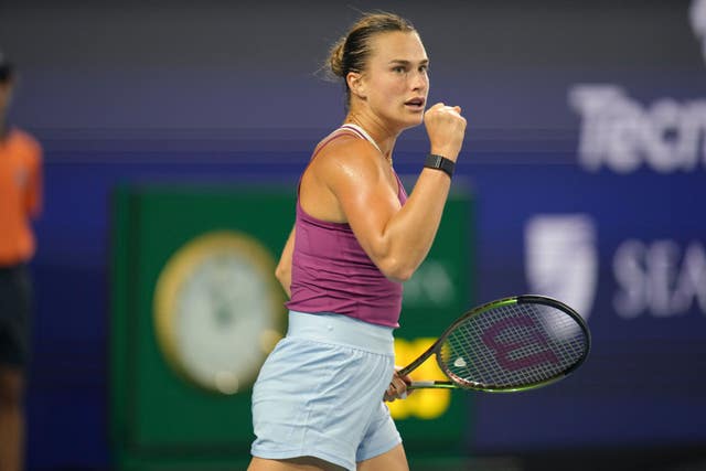 Aryna Sabalenka celebrates