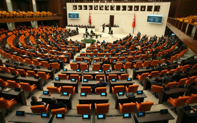 Turkish legislators vote in favour of Finland’s bid to join Nato at the parliament in Ankara 