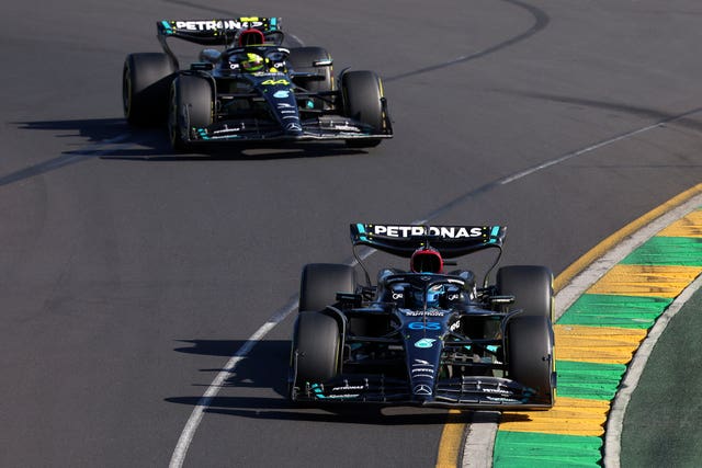 George Russell led Mercedes team-mate Lewis Hamilton in the early stages