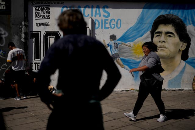 A mural of Diego Maradona on the outskirts of Buenos Aires, Argentina 