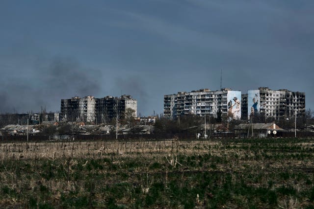 Damaged houses in Bakhmut