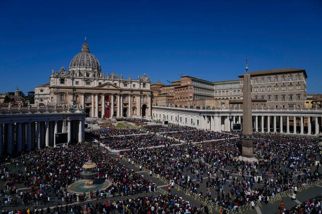 St Peter’s Square at the Vatican during the Easter Sunday Mass celebrated by Pope Francis
