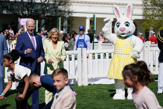 Joe and Jill Biden participate in the White House Easter egg roll