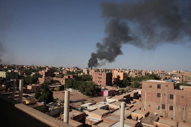 Smoke is seen in Khartoum, Sudan 
