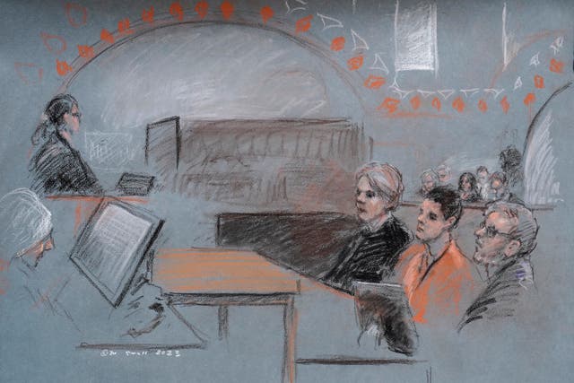 Jack Teixeira, seated second from right, in court on April 19