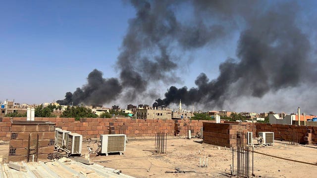 Smoke fills the sky in Khartoum