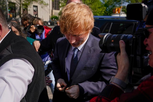 Ed Sheeran walks into Manhattan federal court on Tuesday