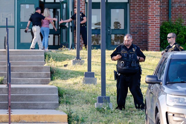 Law enforcement outside Henryetta High School 