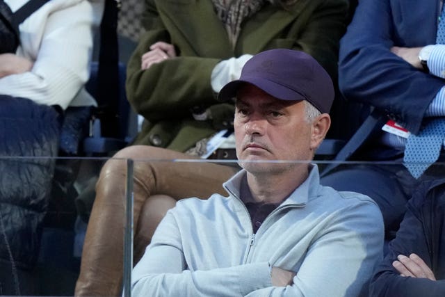 Roma boss Jose Mourinho was among the crowd watching Novak Djokovic