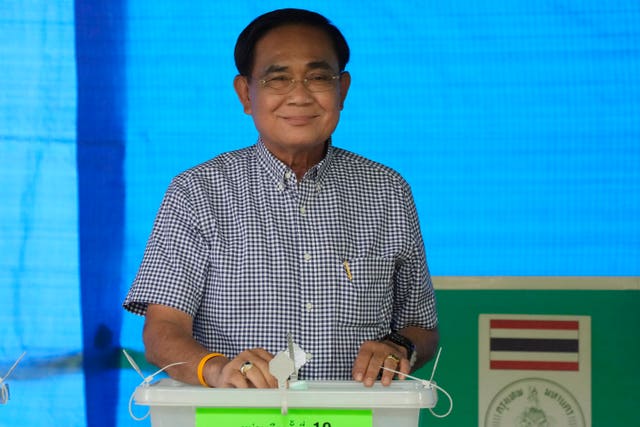 Thailand’s prime minister Prayuth Chan-ocha casts his vote at a polling station in Bangkok 