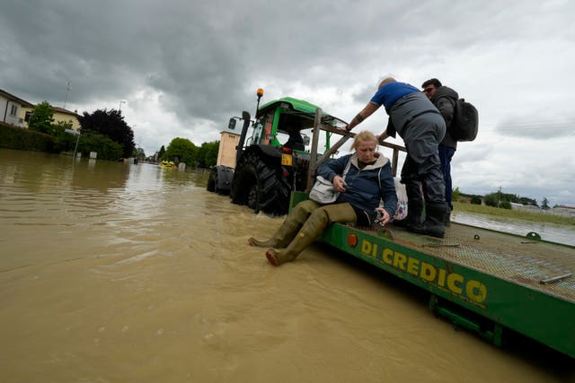 A woman is rescued in Lugo, Italy