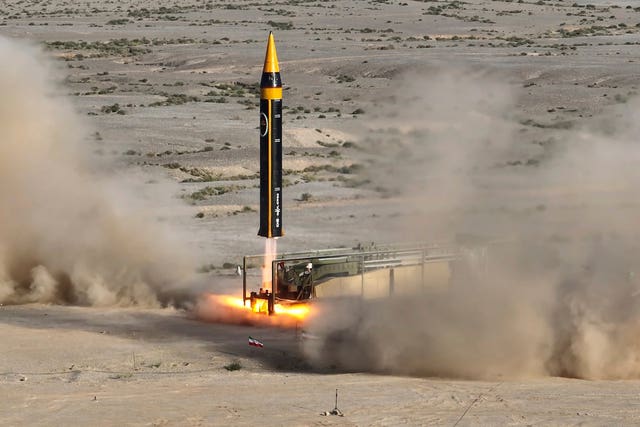 A Khorramshahr-4 missile is launched from an undisclosed location