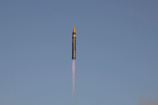 The missile being launched