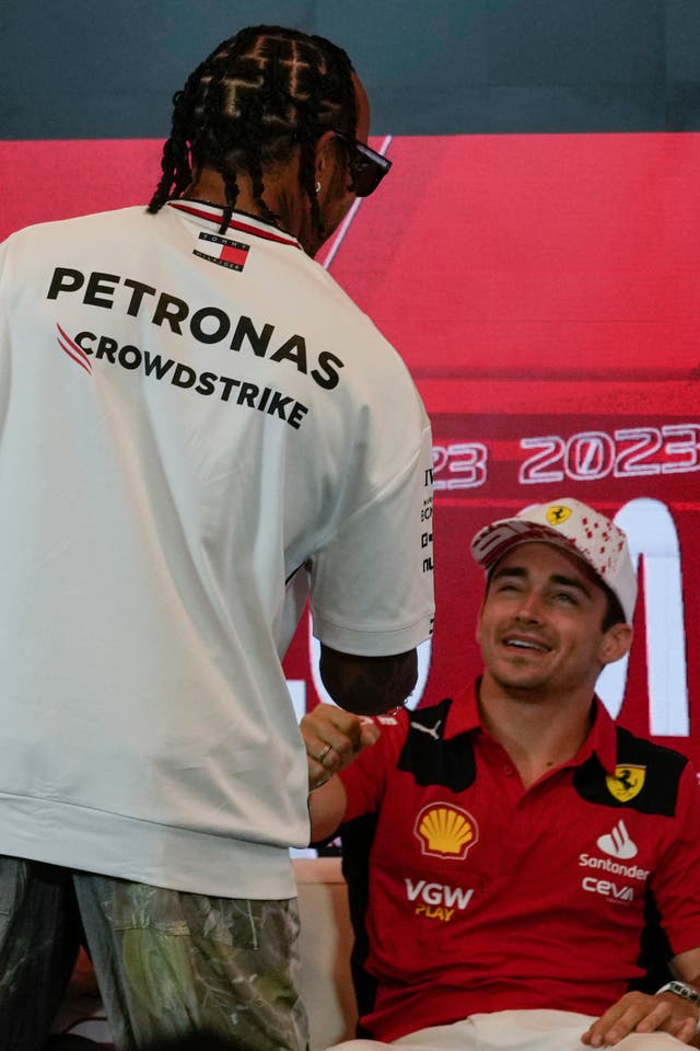 Lewis Hamilton (left) and Charles Leclerc