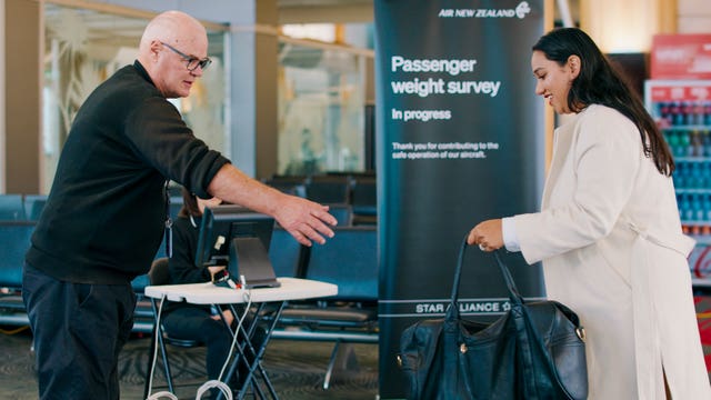 New Zealand Airline Weighing Passengers