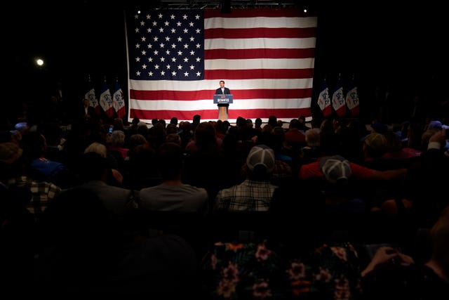 Republican presidential candidate Florida governor Ron DeSantis speaks during a campaign event, Tuesday, May 30, 2023, in Clive, Iowa