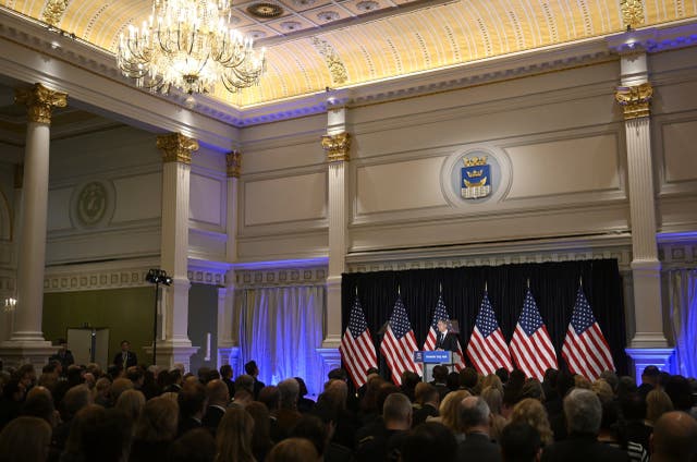 US secretary of state Antony Blinken delivers a speech at Helsinki City Hall in Finland