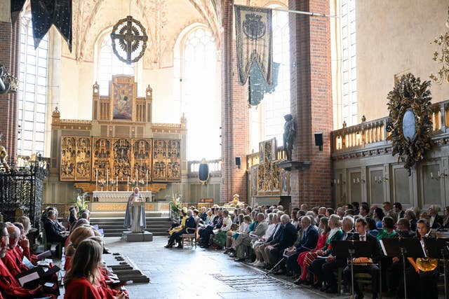 Sweden’s King Carl Gustaf and Queen Silvia visit Strangnas Cathedral