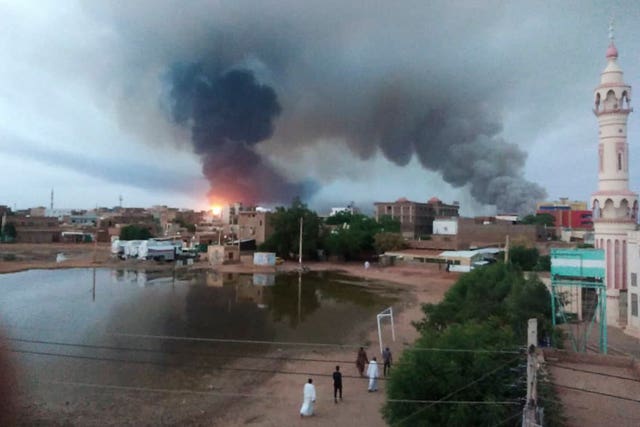 Smoke rises over Khartoum on Wednesday