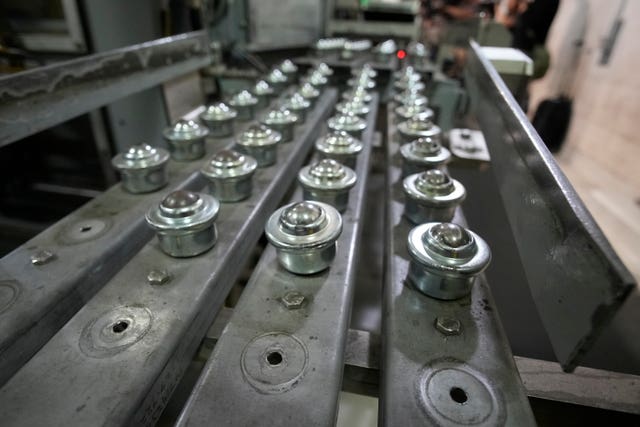 Detonators sit in rows for recycling