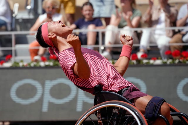 Tokito Oda celebrates his victory