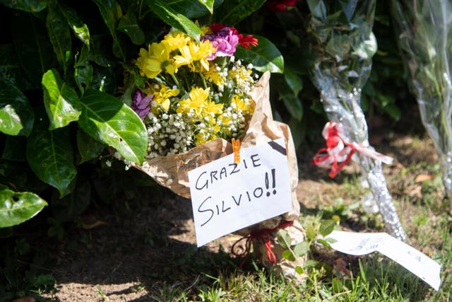 Flowers and a note reading 