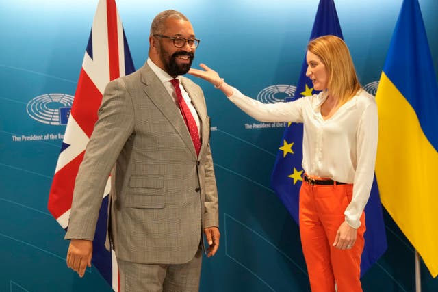 James Cleverly and Roberta Metsola