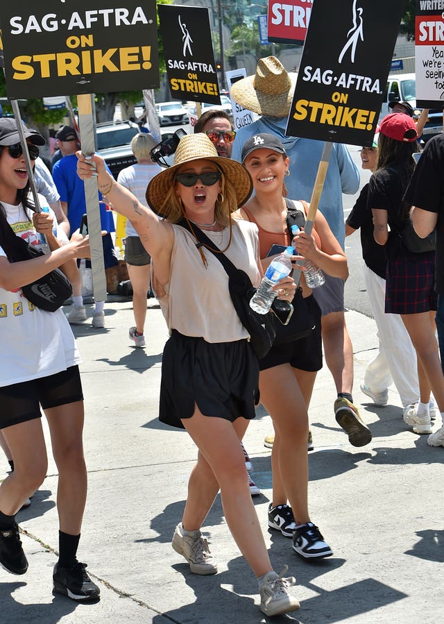 Hilary Duff protesting