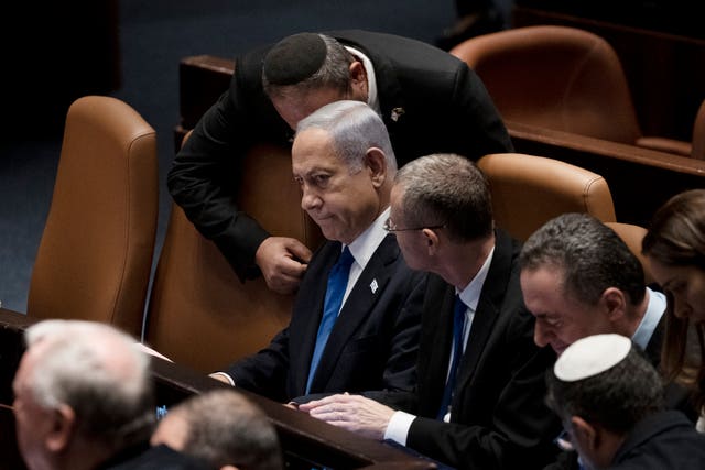 Israel’s Prime Minister Benjamin Netanyahu, centre, at a session of the Knesset, Israel’s parliament, in Jerusalem
