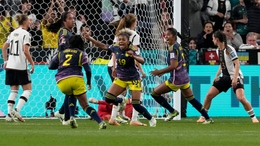 Colombia’s Manuela Vanegas, foreground left, earned her side a famous World Cup win (Mark Baker/AP)