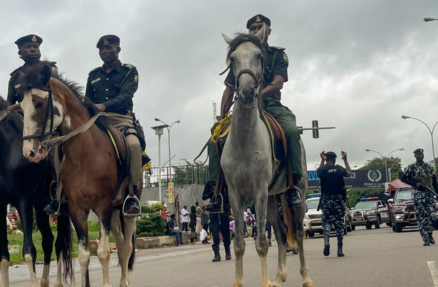 Nigerian police on horses 
