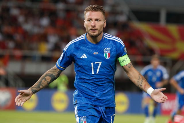 Ciro Immobile celebrates after he scoring for Italy