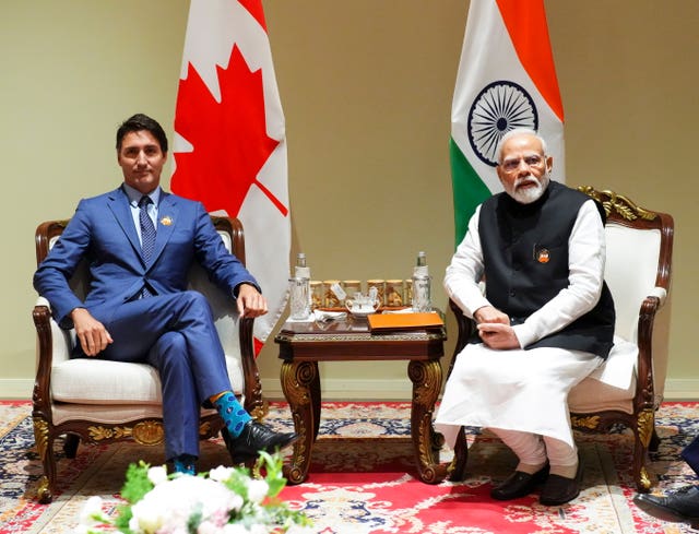 Prime Minister Justin Trudeau takes part in a bilateral meeting with Indian Prime Minister Narendra Modi during the G20 Summit in New Delhi, India, on September 10