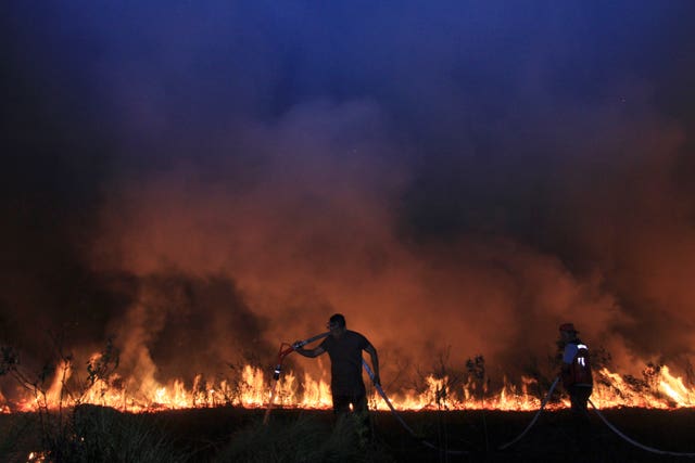 A fire in Indonesia