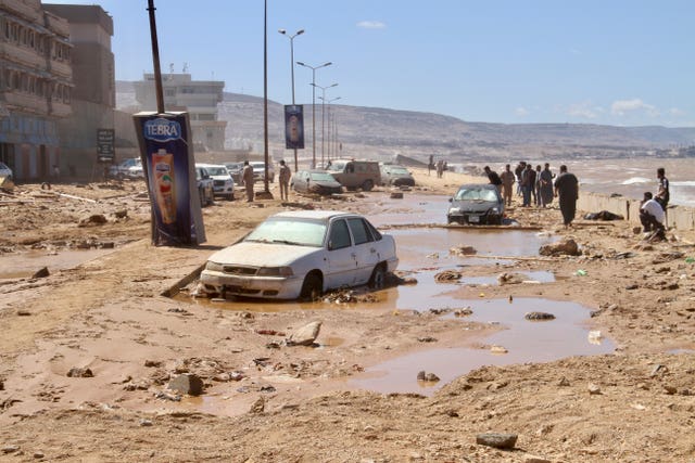 Damage from the massive flooding in Derna, Libya 