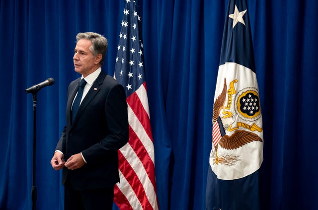 US secretary of state Antony Blinken at a news conference where he said five Americans jailed for years in Iran had been freed