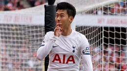 Son Heung-min celebrates scoring for Tottenham at Arsenal (David Cliff/AP/PA)