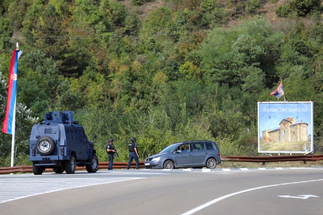 Police around 35 miles north of the capital Pristina in Kosovo