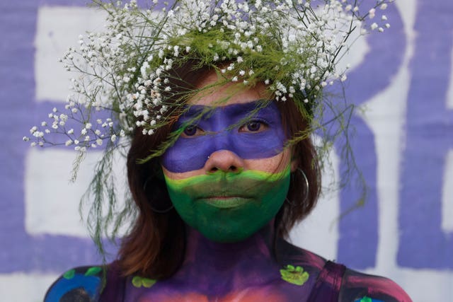 Mexico demonstrator with facepaint