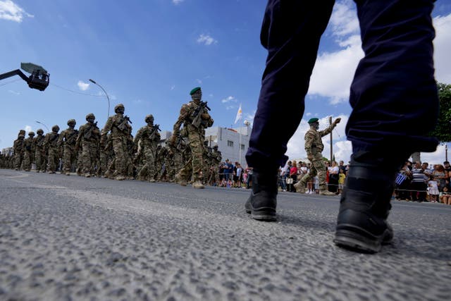 Cyprus’ soldiers take part in a military parade 