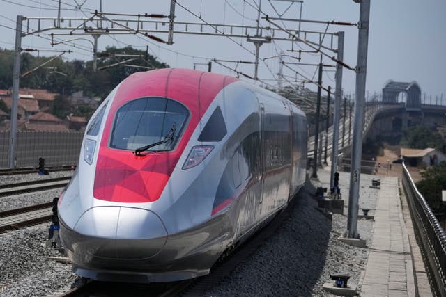 A high-speed train during the opening ceremony