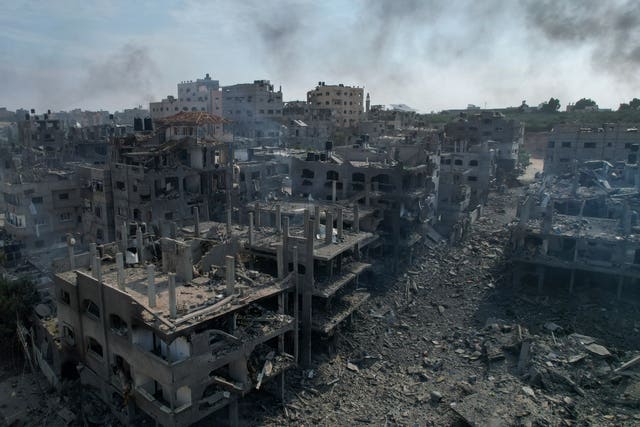 A view of the rubble of buildings hit by an Israeli airstrike in Jabalia in Gaza 