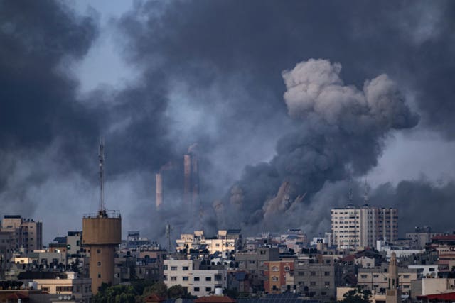 Smoke rises following an Israeli air strike in Gaza City