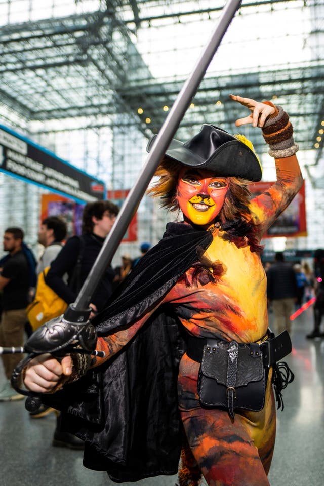 A Puss in Boots costume at New York Comic Con