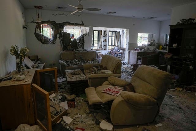 A house damaged by Hamas militants is seen in Kibbutz Be’eri, Israel