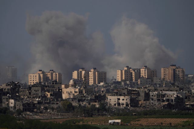 Smoke rises following an explosion in the Gaza Strip