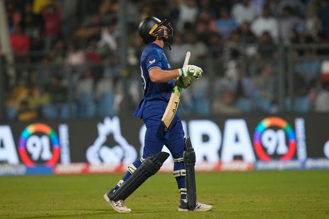 England captain Jos Butler walks off the field after losing his wicke