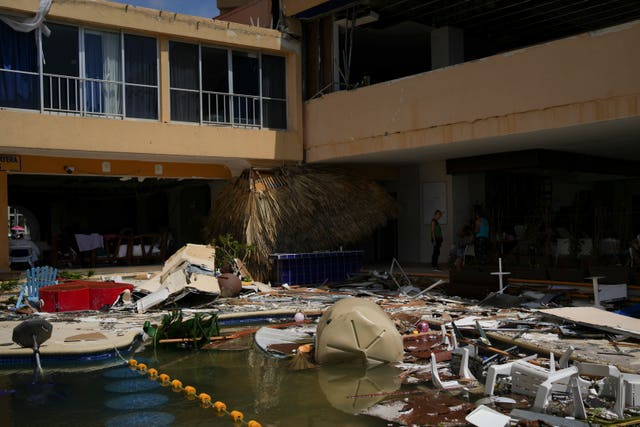 Hotel strewn with debris