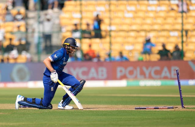 Joe Root reacts after being run out against Sri Lanka